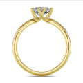 1.00 carat solitaire lab grown diamond ring in yellow gold with lab grown side diamonds