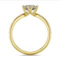 1.20 carat solitaire lab grown diamond ring in yellow gold with lab grown side diamonds