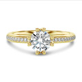 1.20 carat solitaire lab grown diamond ring in yellow gold with lab grown side diamonds