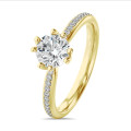 3.00 carat solitaire lab grown diamond ring in yellow gold with lab grown side diamonds