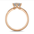 2.00 carat solitaire lab grown diamond ring in red gold with round lab grown diamonds (full set)