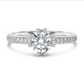 1.00 carat solitaire lab grown diamond ring in white gold with lab grown side diamonds