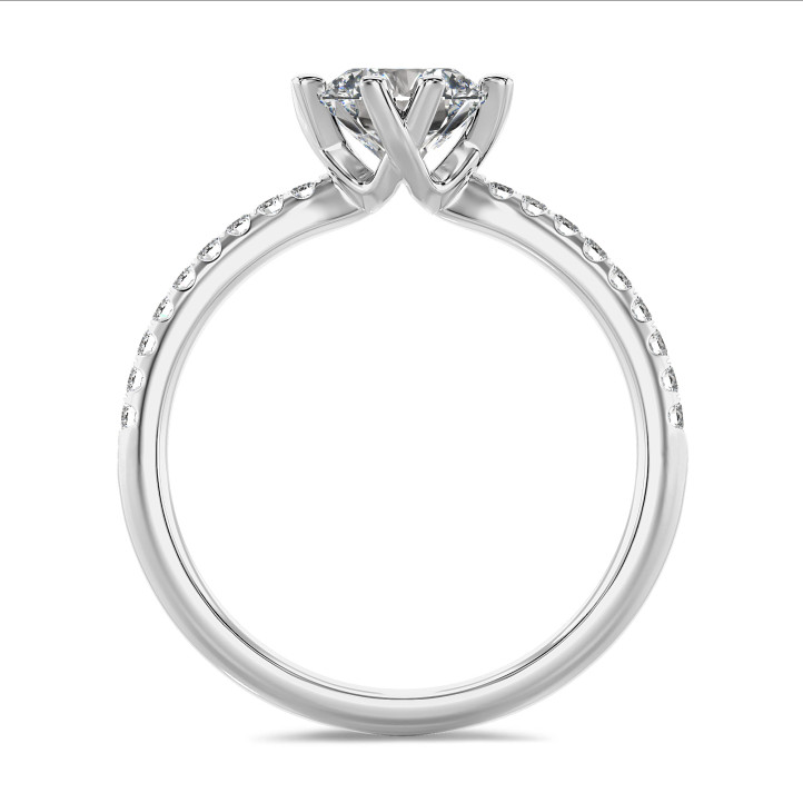1.20 carat solitaire lab grown diamond ring in white gold with lab grown side diamonds