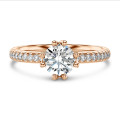 2.00 carat solitaire lab grown diamond ring in red gold with lab grown side diamonds
