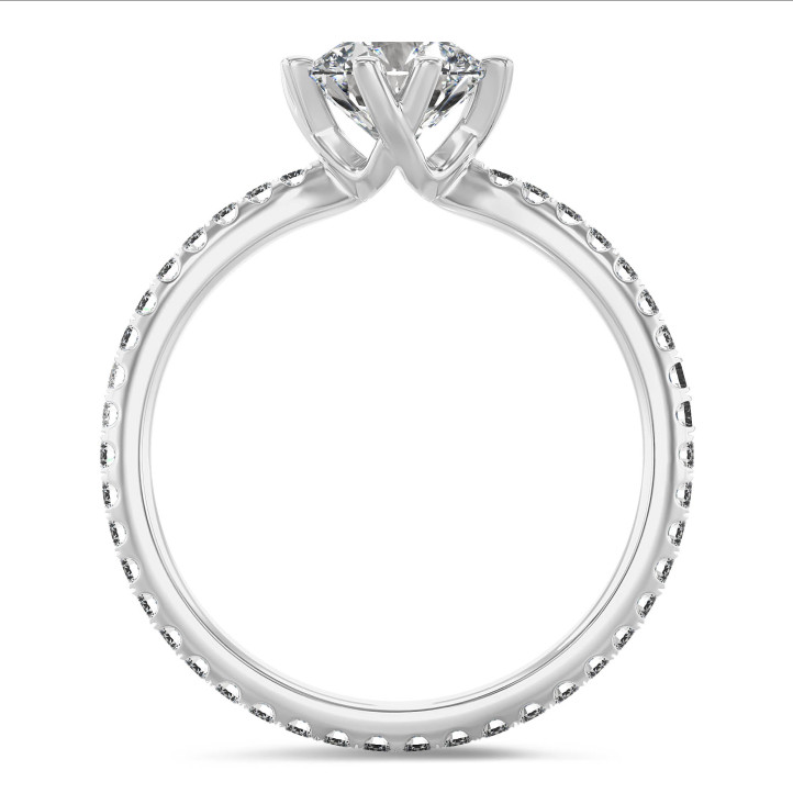 2.50 carat solitaire lab grown diamond ring in white gold with round lab grown diamonds (full set)