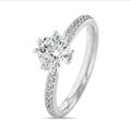 3.00 carat solitaire lab grown diamond ring in white gold with round lab grown diamonds (full set)