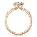 3.00 carat solitaire lab grown diamond ring in red gold with round lab grown diamonds (full set)