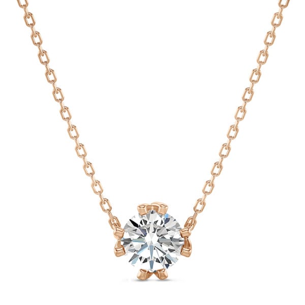 1.00 carat solitaire pendant in red gold with round lab grown diamond