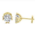 4.00 carat solitaire lab grown diamond earrings in yellow gold with eight prongs