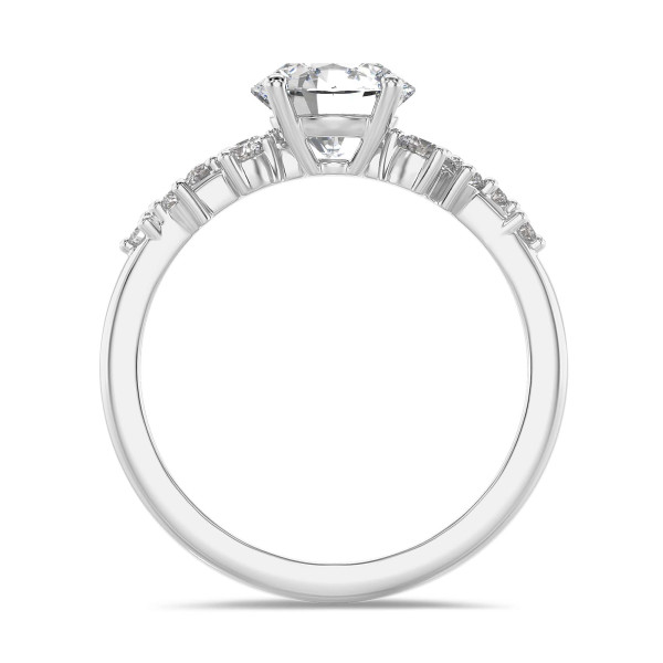 Engagement rings - 1.00 carat solitaire cluster ring in white gold with a round diamond