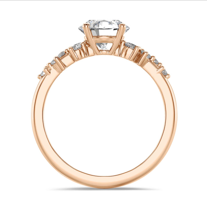 1.00 carat solitaire cluster ring in red gold with a round diamond