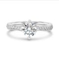 1.00 carat solitaire lab grow diamond ring in platinum with lab grown side diamonds