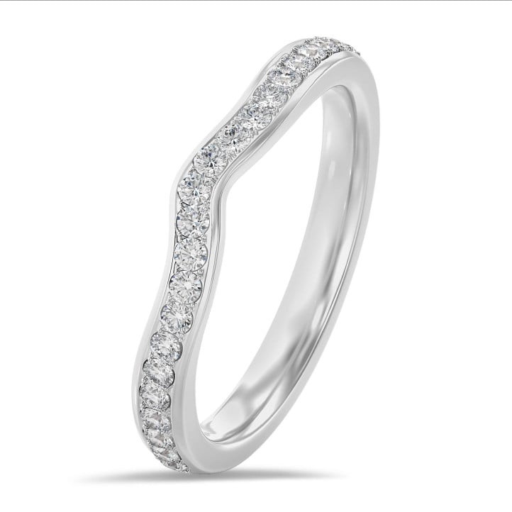 0.20 carat curved lab grow diamond eternity ring (half set) in platinum