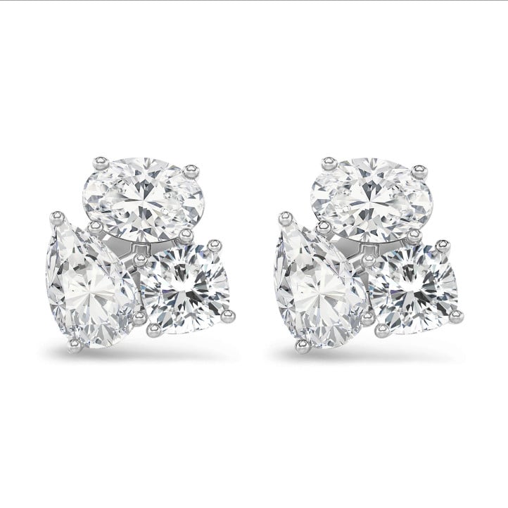 6.00 carat lab grown diamond trilogy earrings in white gold