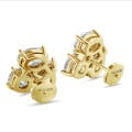 6.00 carat lab grown diamond trilogy earrings in yellow gold