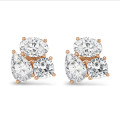 6.00 carat lab grown diamond trilogy earrings in red gold