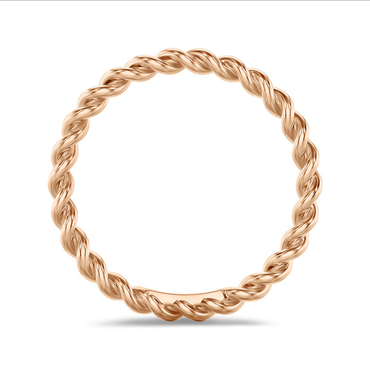 Stackable twisted ring in red gold