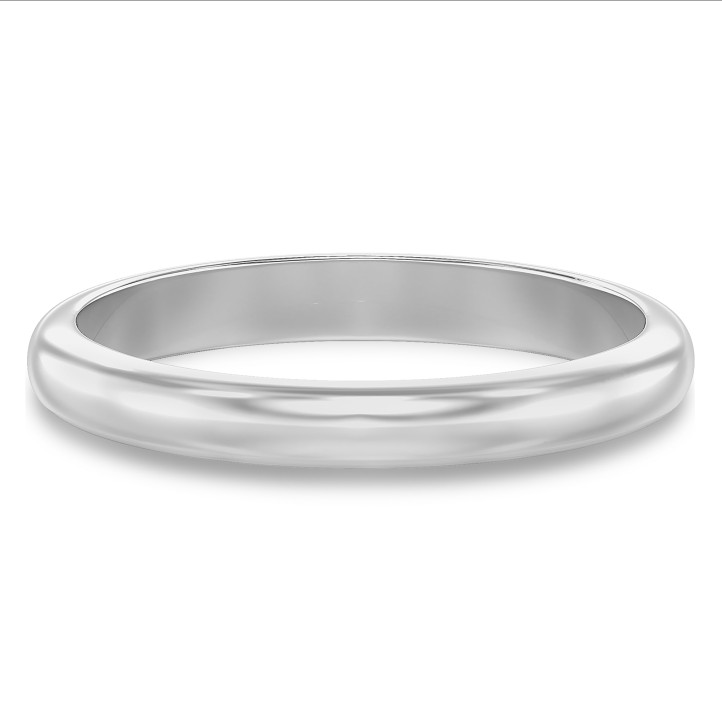 Wedding ring with a domed surface of 3.00 mm in white gold