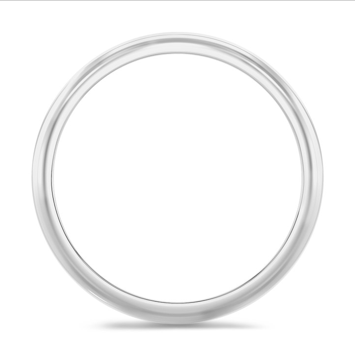 Wedding ring with a domed surface of 4.00 mm in white gold