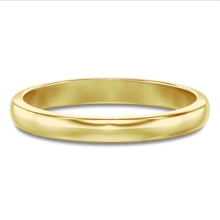 Wedding ring with a slightly domed surface of 3.00 mm in yellow gold