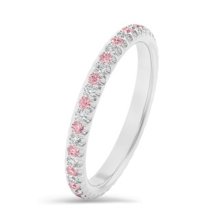 0.55 carat eternity ring (full set) in platinum with round pink and white lab grown diamonds