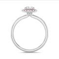 3.00 carat solitaire halo ring with lab grown oval diamond in red gold with round pink lab grown diamonds