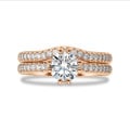 1.50 carat solitaire lab grown diamond ring in red gold with lab grown side diamonds