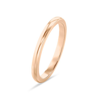 Wedding ring with a slightly domed surface of 2.00 mm in red gold