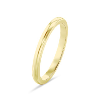 Wedding ring with a slightly domed surface of 2.00 mm in yellow gold