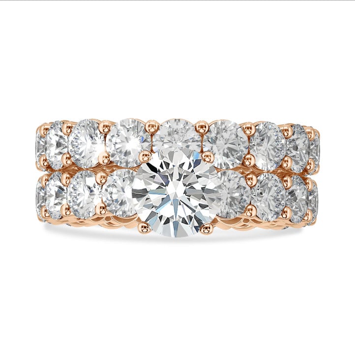 1.50 carat solitaire ring in red gold with round lab grown diamonds