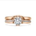 1.20 carat solitaire lab grown diamond ring in red gold with lab grown side diamonds