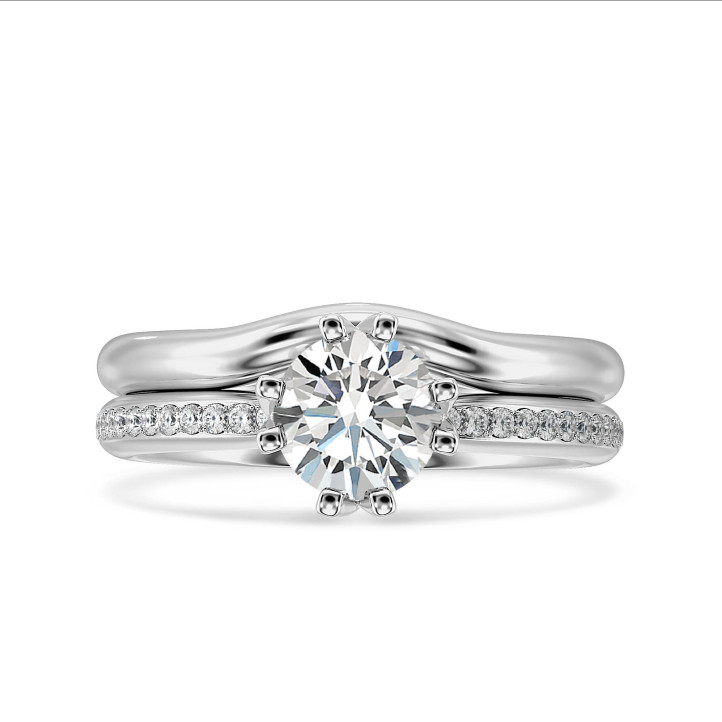 2.50 carat solitaire lab grown diamond ring in white gold with round lab grown diamonds (full set)