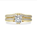 3.00 carat solitaire lab grown diamond ring in yellow gold with round lab grown diamonds (full set)