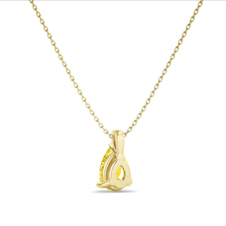 5.00 carat solitaire pendant in yellow gold with yellow lab grown pear cut diamond 