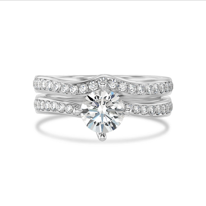 1.20 carat solitaire lab grow diamond ring in white gold with lab grown side diamonds