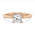 5.00 carat solitaire ring with a lab grown cushion diamond in red gold