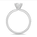 5.00 carat solitaire ring with a lab grown princess diamond in white gold with lab grown side diamonds