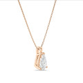 5.00 carat solitaire lab grown pear cut diamond pendant in red gold