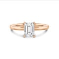 5.00 carat solitaire ring with a lab grown emerald cut diamond in red gold