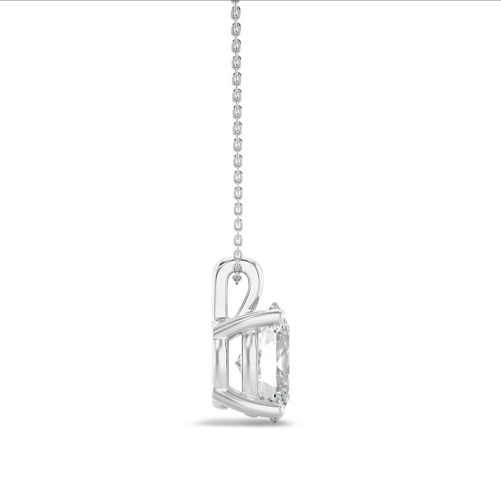 5.00 carat solitaire lab grown oval cut diamond pendant in white gold