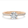 5.00 carat solitaire ring in red gold with lab grown side diamonds