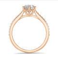 5.00 carat solitaire ring in red gold with round lab grown diamond and lab grown side diamonds