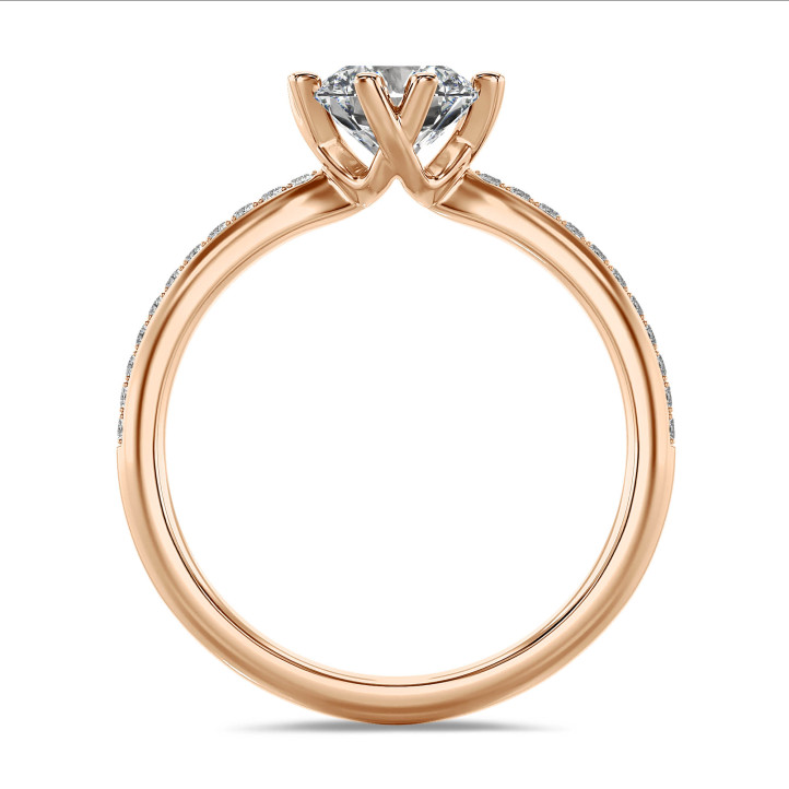 5.00 carat solitaire lab grown diamond ring in red gold with lab grown side diamonds