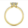 5.00 carat solitaire lab grown diamond ring in yellow gold with lab grown side diamonds