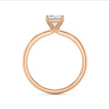 1.00 carat solitaire ring with a lab grown radiant cut diamond in red gold