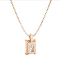 1.00 carat solitaire pendant in red gold with a lab grown radiant cut diamond