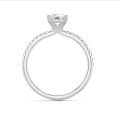 2.00 carat solitaire ring with a lab grown radiant cut diamond in white gold and lab grown side diamonds