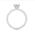 2.50 carat solitaire ring with a lab grown radiant cut diamond in white gold and lab grown side diamonds