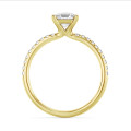 5.00 carat solitaire ring with a lab grown asscher cut diamond in yellow gold and lab grown side diamonds