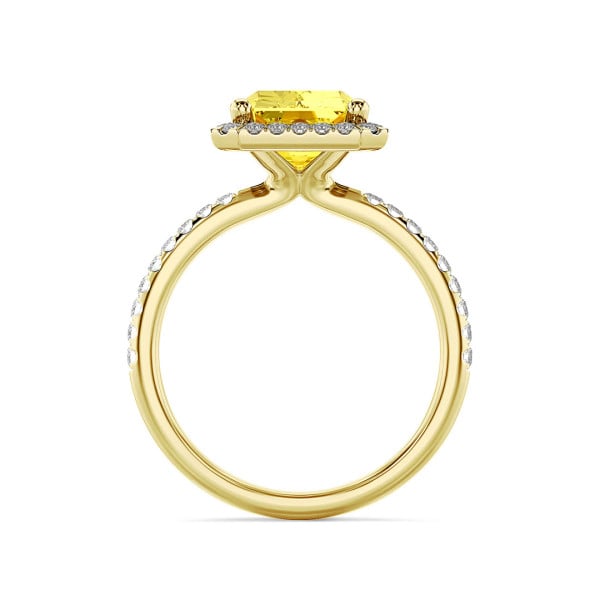 Rings - 3.00 carat solitaire halo ring with a yellow lab grown radiant cut diamond in yellow gold